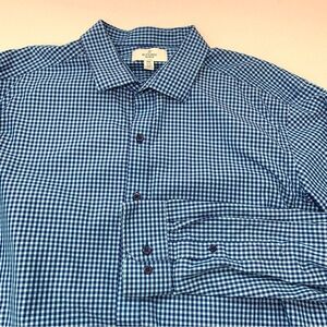 Buttoned Down Mens Shirt XXL  Blue‎ Check Long Sleeve  Supima Cotton Casual Work